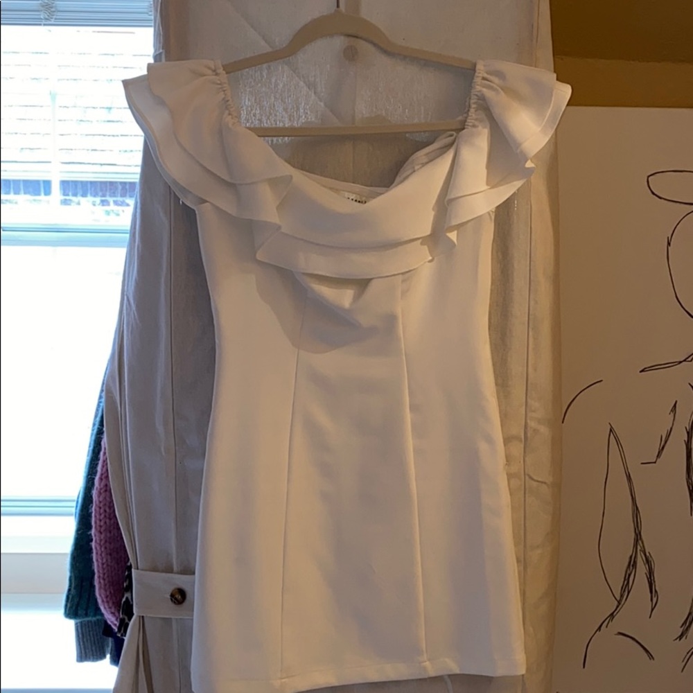 Off-The-Shoulder White Mini Dress